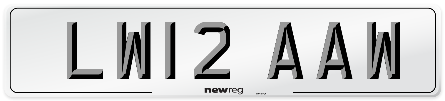 LW12 AAW Number Plate from New Reg